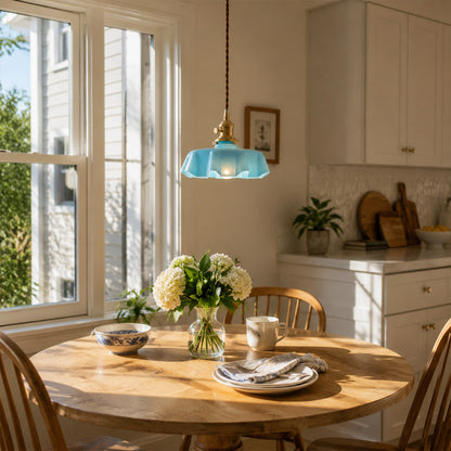 Margaux White pleated glass pendant French vintage dining room elegant Parisian inspired warm Edison glow interior