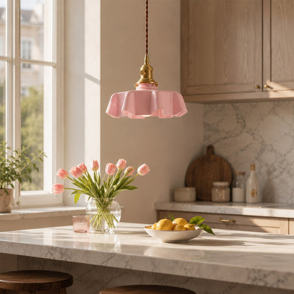 Margaux White pleated glass pendant French vintage dining room elegant Parisian inspired warm Edison glow interior