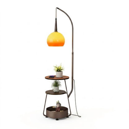 Marigold Floor Lamp with Shelves | Arc Stand – Stuberlighting