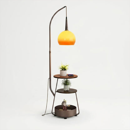 Marigold Floor Lamp with Shelves | Arc Stand – Stuberlighting