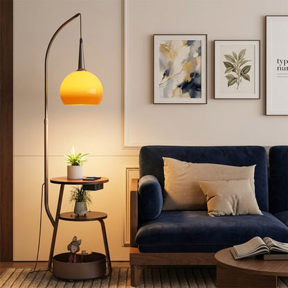 Marigold Floor Lamp with Shelves | Arc Stand – Stuberlighting