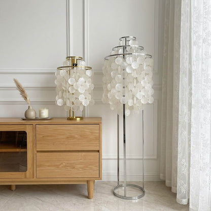 Marina floor lamp Coraline chandelier Capiz shell family set living room beach house Coastal Boho matched coordinated cross sell