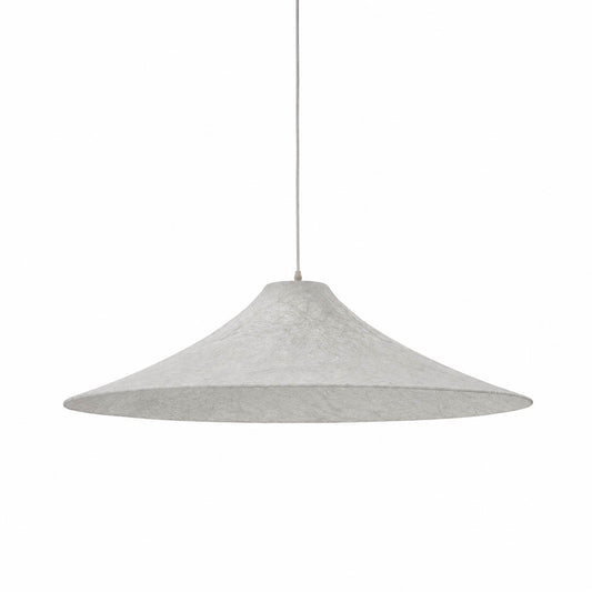 Marlow wide-flat silk disc pendant light large 35.4 inch white handcrafted natural mulberry silk oversized shade metal frame statement dining kitchen island commercial white background
