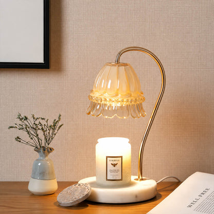Marlowe marble candle warmer lamp study desk office scent warming warm glow marble gold relaxing American home lifestyle interior