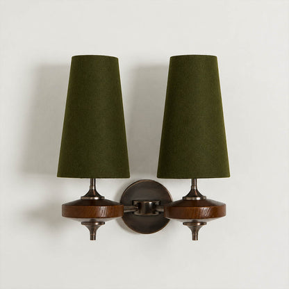 Marnie twin shade wall sconce symmetrical two shades side profile depth wall projection detail bronze walnut