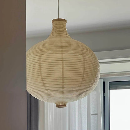 Mayu pendant light 22.4 inch primary bedroom sculptural ceiling anchor warm ambient cocoon oval Japandi Wabi Sabi Japanese lifestyle interior