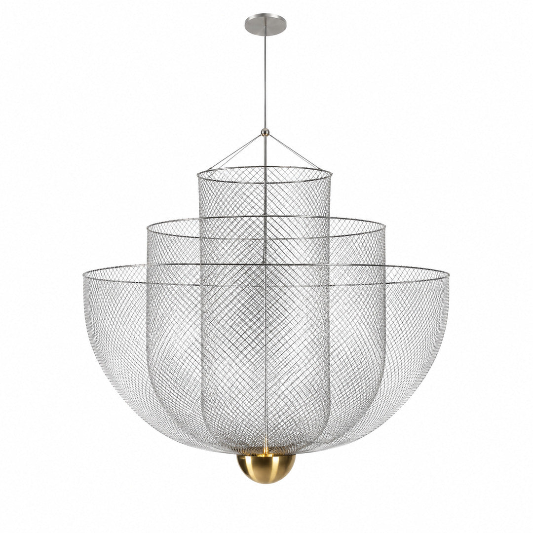 Small 17.7-inch silver Meshmatics chandelier as a modern accent in a hallway