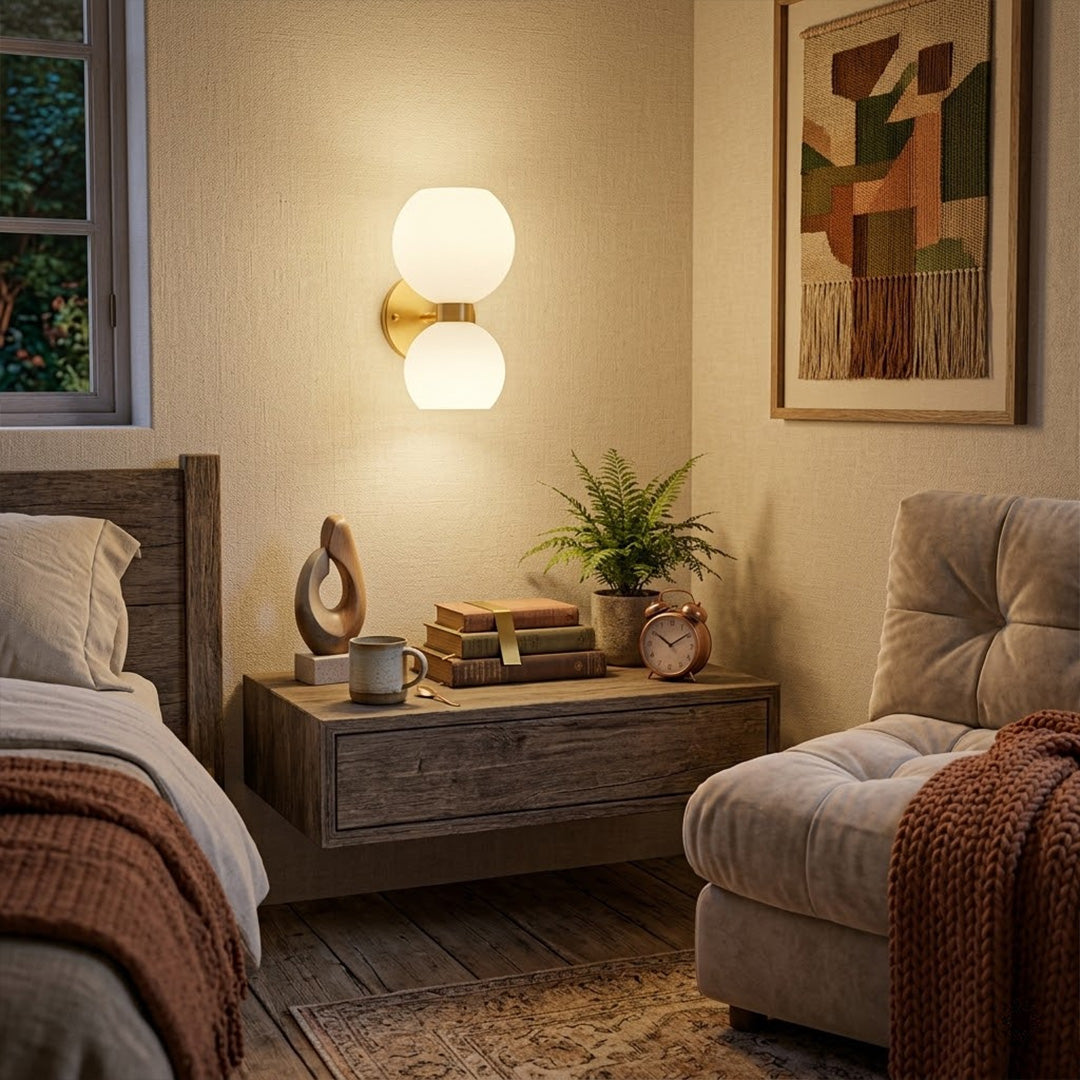 Mira wall sconces in a row along hallway warm even rhythm modern interior