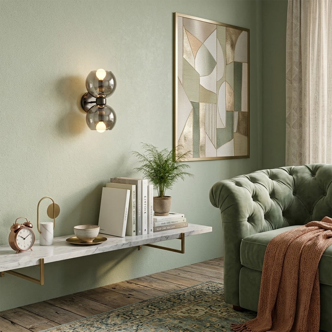 Mira wall sconces in a row along hallway warm even rhythm modern interior