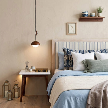 Mochi mini pendant bedside Japandi bedroom soft 3000K warm ambient glow above nightstand
