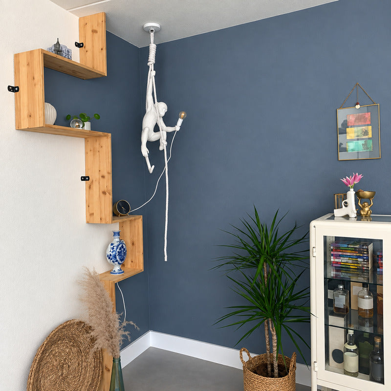 White Monkey pendant light bringing a fun whimsical touch to a kids playroom
