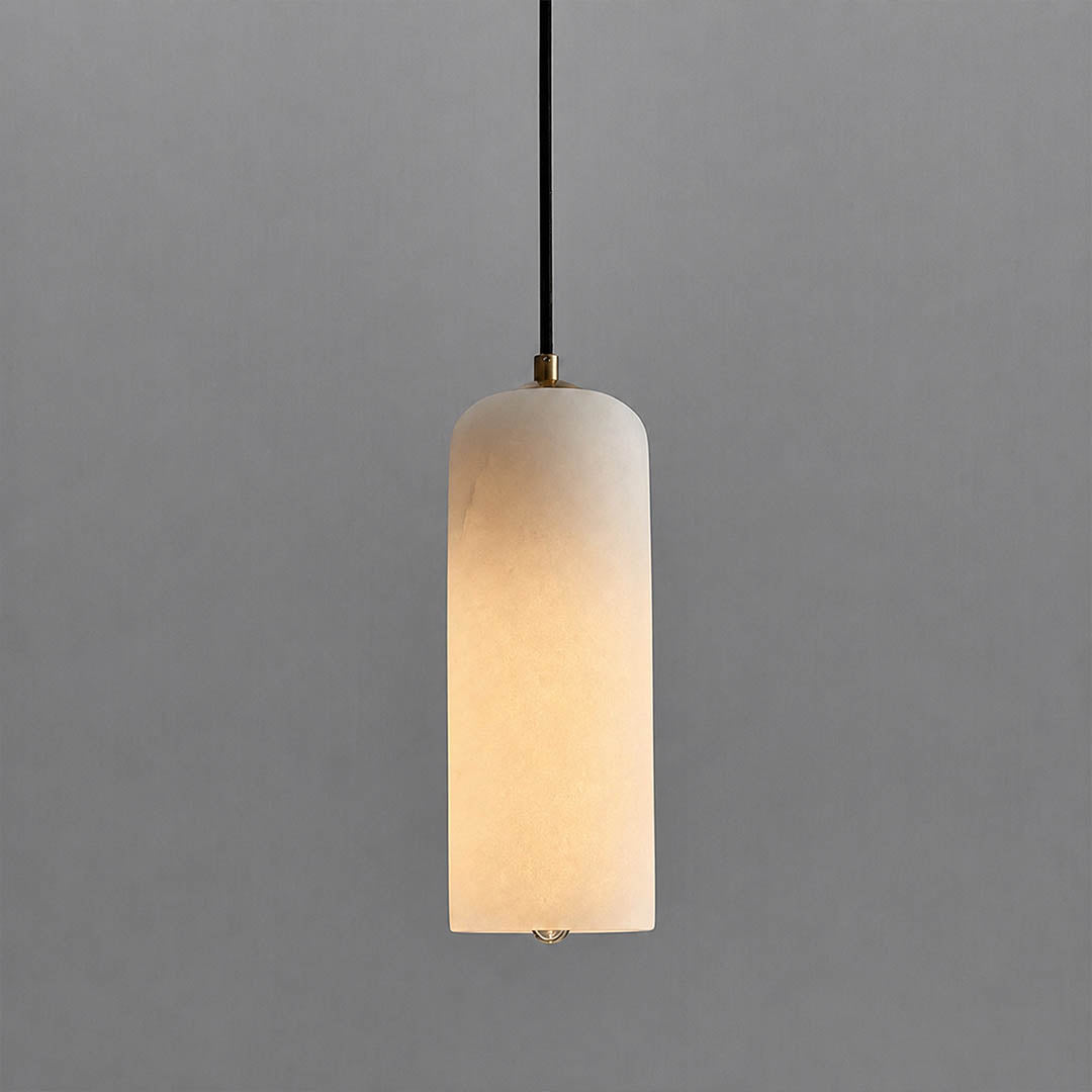 Monvela alabaster pendant light natural stone organic veining unique pattern detail close up translucent craftsmanship