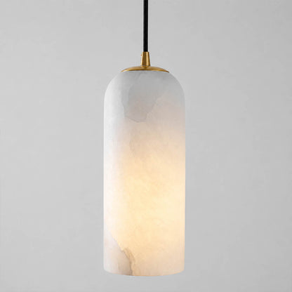 Monvela alabaster pendant light natural stone organic veining unique pattern detail close up translucent craftsmanship