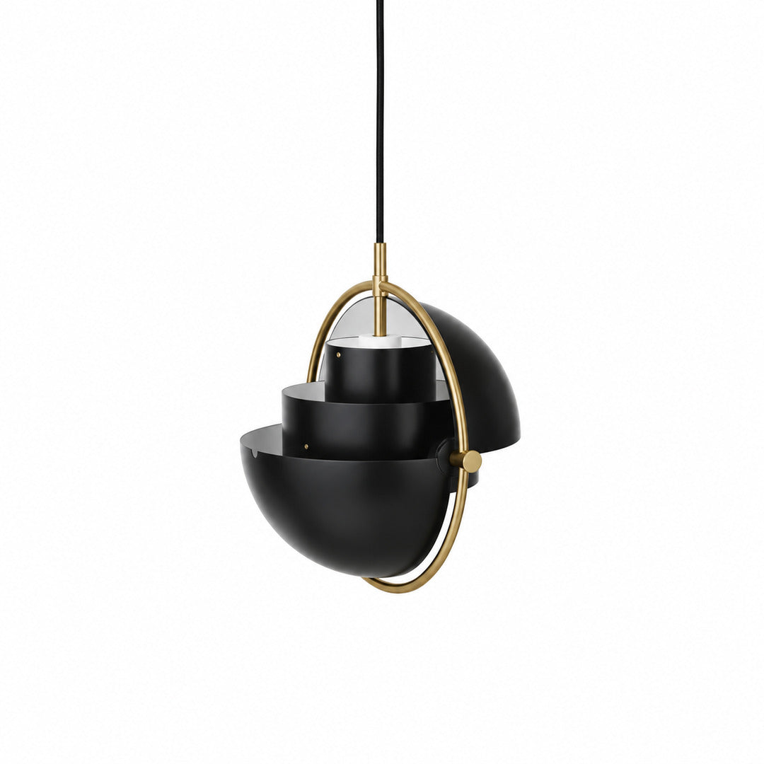Small 10.2-inch black and copper Emisfero pendant light over a breakfast bar
