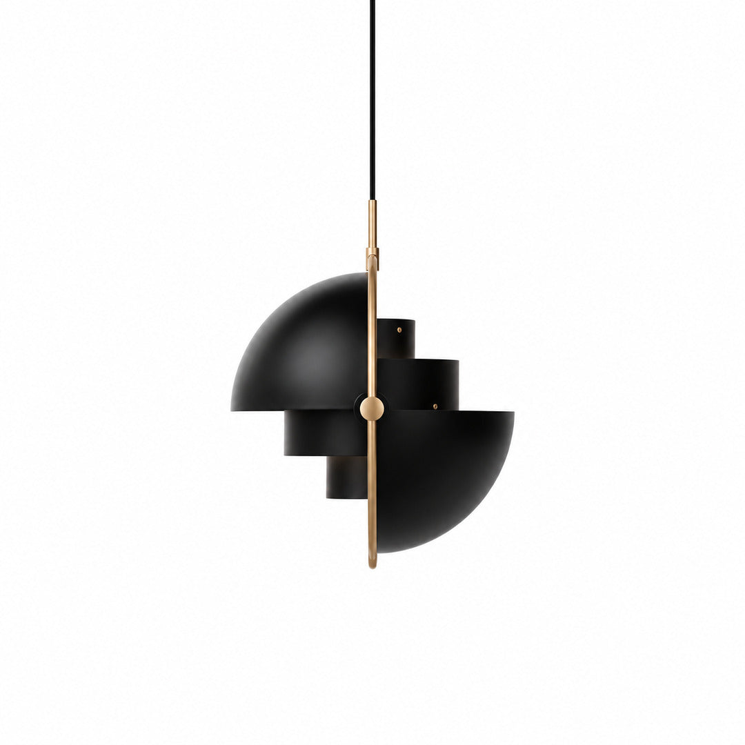 Small 10.2-inch black and copper Emisfero pendant light over a breakfast bar