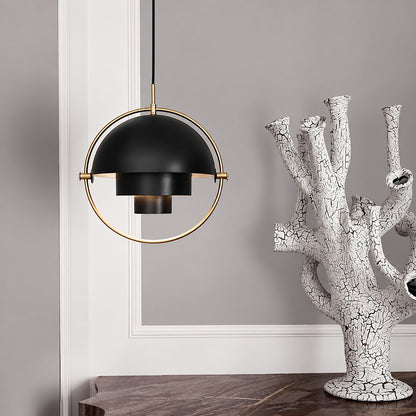 Small Emisfero hemisphere pendant light over a breakfast bar counter