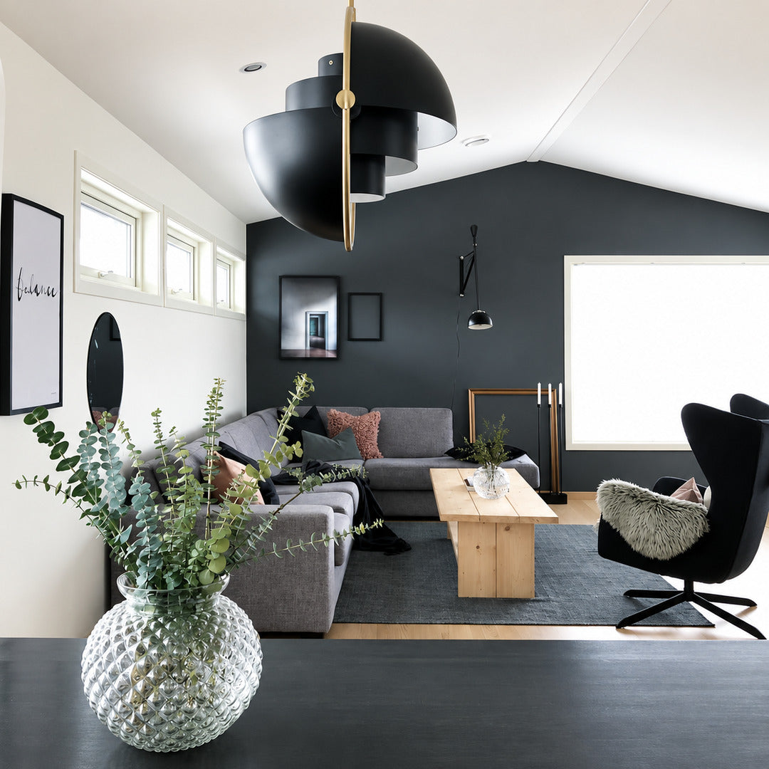 Emisfero hemisphere pendant light as a sculptural mid-century accent in a modern living room