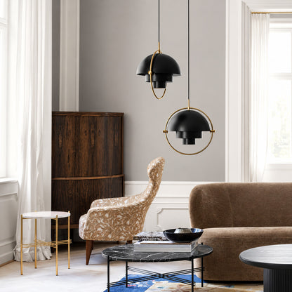 Small Emisfero hemisphere pendant light over a breakfast bar counter