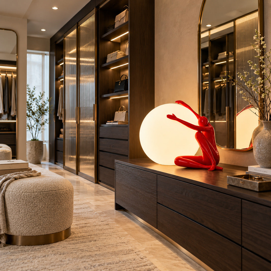 Musa sculpture table lamp displayed as a light sculpture in a contemporary gallery