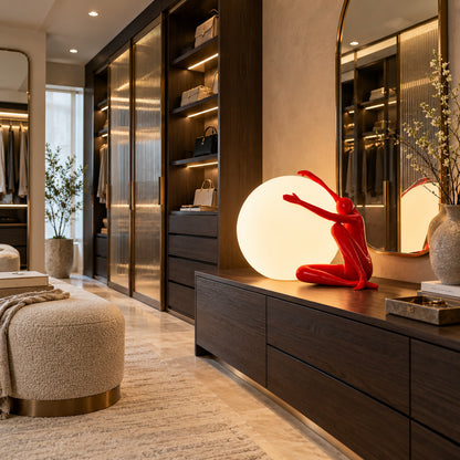 Musa sculpture table lamp displayed as a light sculpture in a contemporary gallery