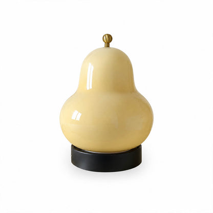 Nashi table lamp cordless rechargeable pear shaped modern cream glass shade touch dimmer 3 color changing warm neutral cool small 6.6 inch USB rechargeable battery bedside white background