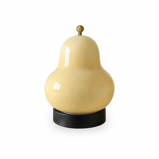 Nashi table lamp cordless rechargeable pear shaped modern cream glass shade touch dimmer 3 color changing warm neutral cool small 6.6 inch USB rechargeable battery bedside white background
