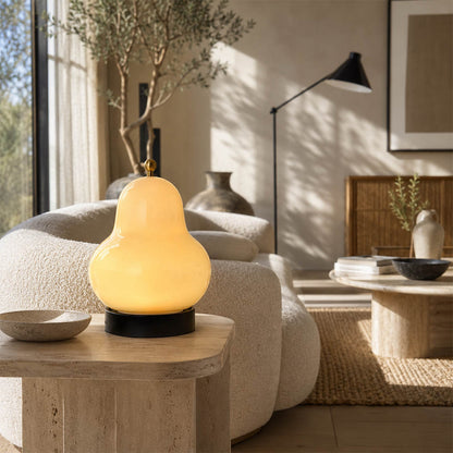 Nashi table lamp cream boutique hotel guest room hospitality bedside cordless USB rechargeable pear shaped modern warm ambient upscale portable lifestyle interior