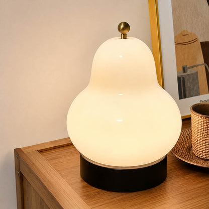 Nashi table lamp cream modern bedroom bedside reading warm 3000K glow cordless pear shaped USB rechargeable intimate cozy lifestyle interior American home