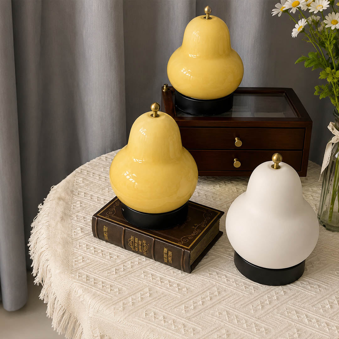 Nashi table lamp cream modern dining room table centerpiece dinner evening warm ambient glow cordless pear shaped rechargeable romantic lifestyle interior American home