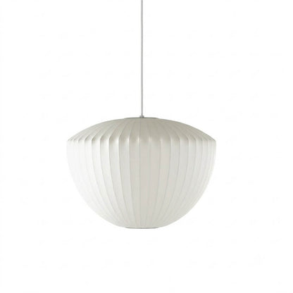 Nelson style bubble pendant Apple Model H round fruit shape 19 inch white polymer Mid Century iconic curve white background
