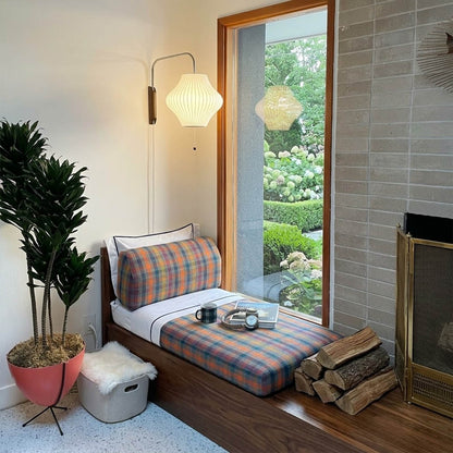 Nelson style wall sconce renter friendly plug in no hardwiring apartment rental mid century modern easy install lifestyle