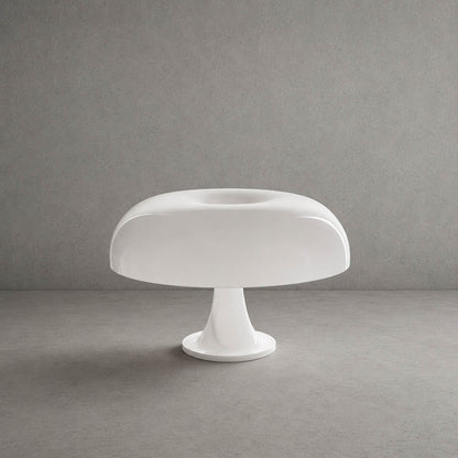 Nesso table lamp white painted acrylic 1965 Italian mushroom design icon Compasso d'Oro 12.6 inch small bedside collectible statement white background