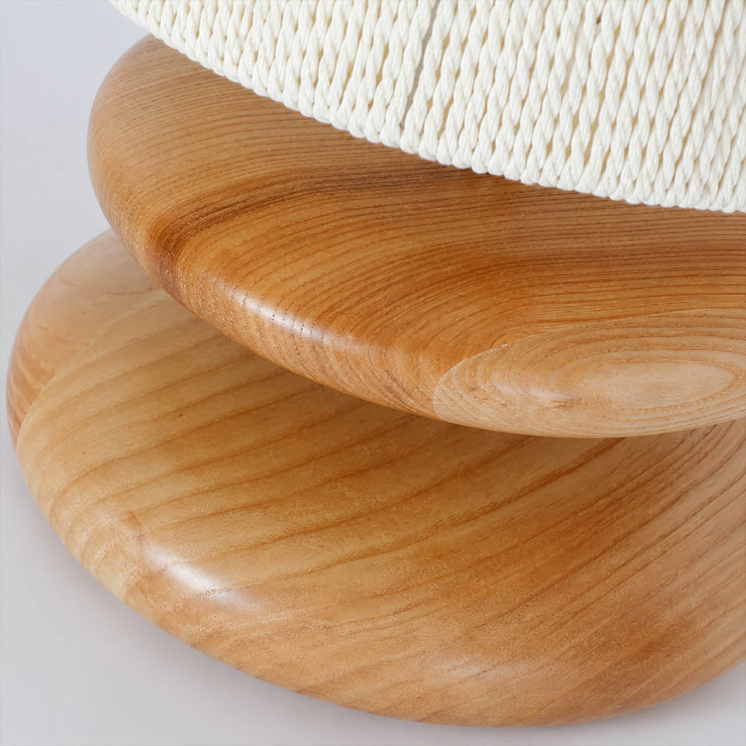 Noda woven wood table lamp sculptural wood base organic form profile silhouette natural grain wabi sabi