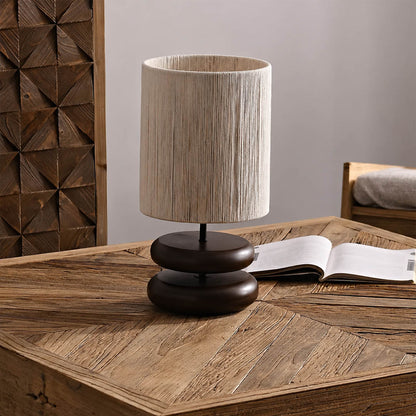 Noda woven wood table lamp living room side table wood hemp woven warm ambient cozy American home lifestyle interior styled