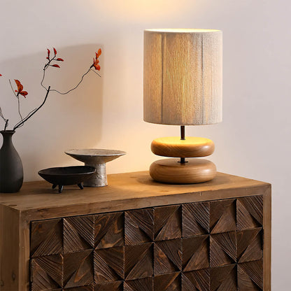 Noda woven wood table lamp living room side table wood hemp woven warm ambient cozy American home lifestyle interior styled