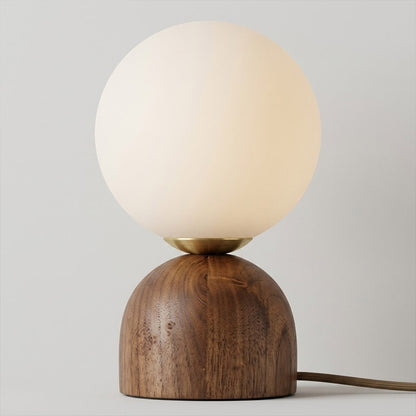 Nomo Wood Table Lamp – Solid Walnut Oval Base with Frosted Glass Dome | Stuberlighting