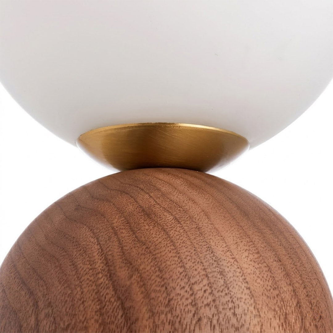 Nomo Wood Table Lamp – Solid Walnut Oval Base with Frosted Glass Dome | Stuberlighting