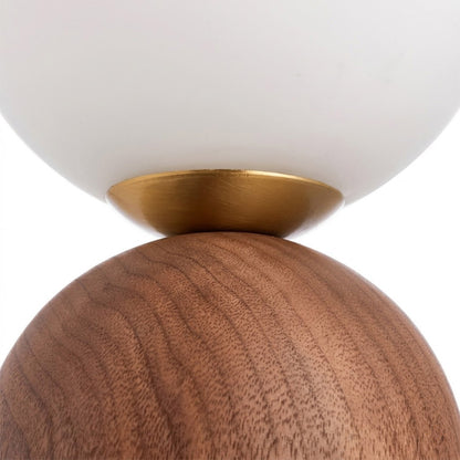 Nomo Wood Table Lamp – Solid Walnut Oval Base with Frosted Glass Dome | Stuberlighting