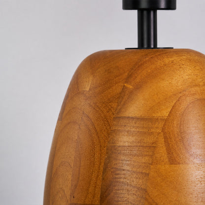 Nord wood table lamp solid natural wood base grain texture detail close up rustic craftsmanship