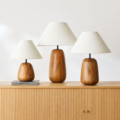 Nord wood table lamp three sizes small medium large natural wood comparison reference