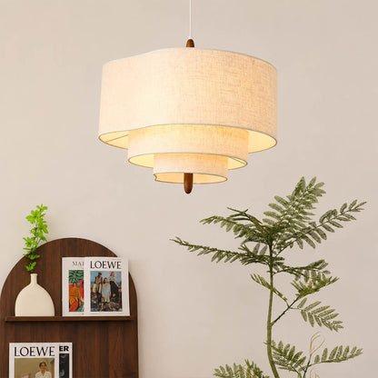 Nuvola pendant light signature multi-layered off-white fabric shade triple layer soft textured Scandinavian Japandi tradition detail close up craftsmanship