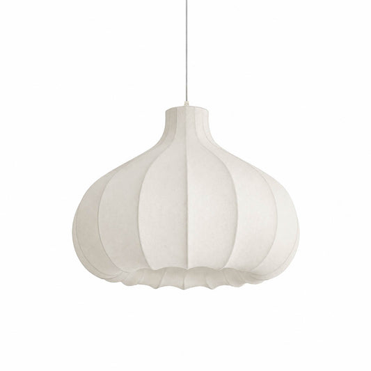 Odalia silk drum pendant light small 15.7 inch white handcrafted premium silk shade metal frame Japandi minimalist Scandinavian modern bedroom foyer white background