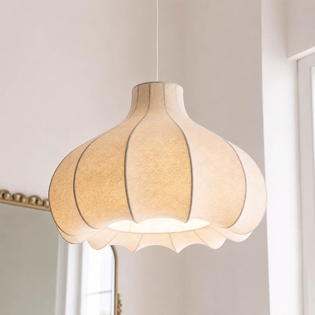 Odalia XL 26.7 inch silk drum pendant boutique hotel lobby restaurant hospitality commercial modern minimalist statement warm ambient lifestyle interior