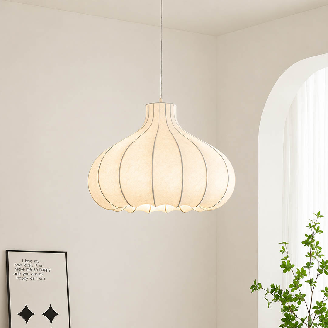Odalia medium 19.6 inch silk drum pendant modern foyer entryway welcoming warm ambient Japandi minimalist Scandinavian lifestyle interior