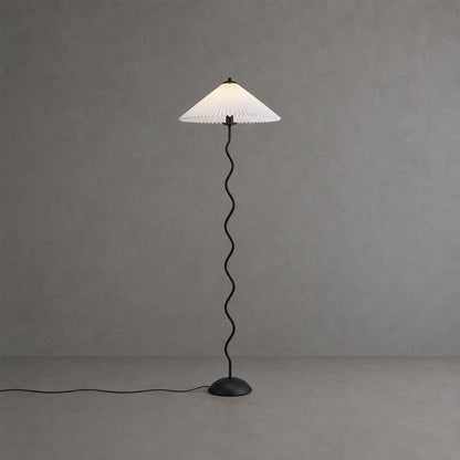 Onda floor lamp 3 shade colors beige white dark green side by side comparison sculptural squiggle wavy black metal base reference