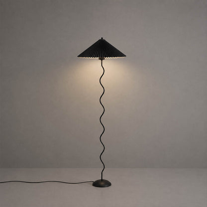 Onda floor lamp 3 shade colors beige white dark green side by side comparison sculptural squiggle wavy black metal base reference