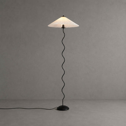Onda floor lamp 3 shade colors beige white dark green side by side comparison sculptural squiggle wavy black metal base reference