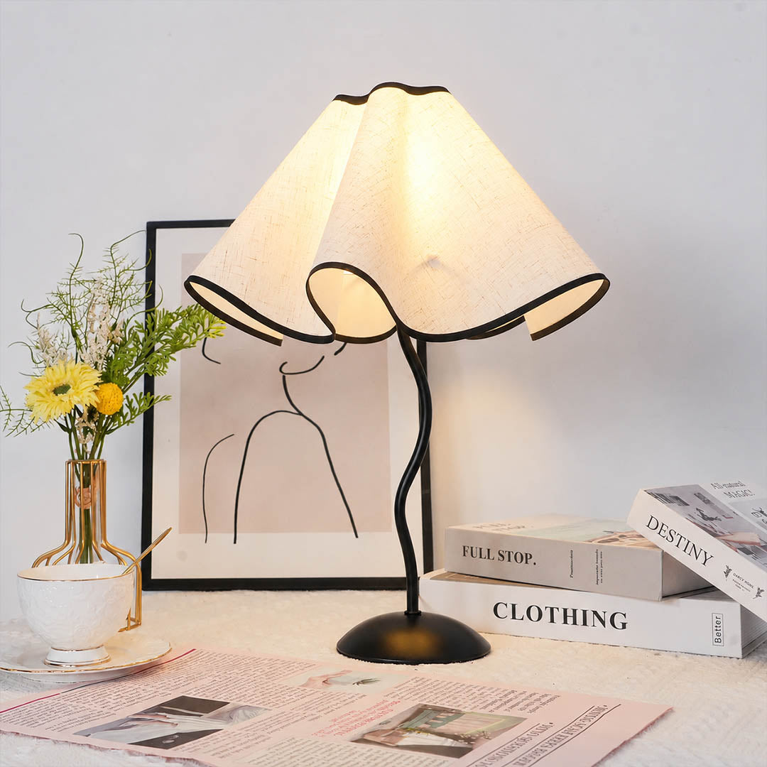 Onda table lamp modern home office study desk statement vintage inspired warm ambient sculptural squiggly base pleated shade elegant functional lifestyle interior