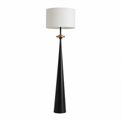 Orbelle floor lamp black white shade stacked circle base modern metal fabric tall floor lamp white background front view