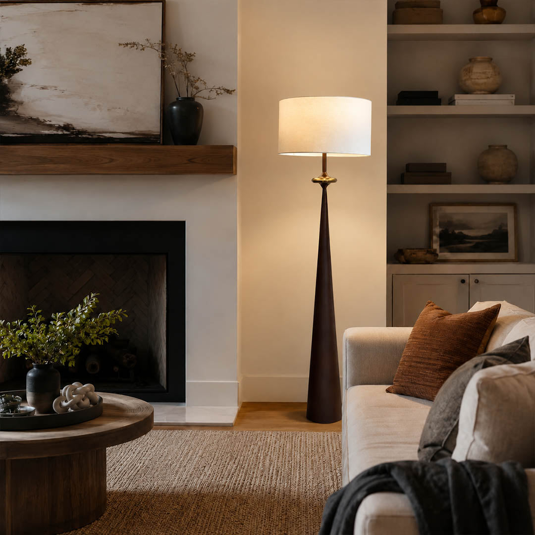 Orbelle floor lamp living room sofa side stacked circle modern warm ambient reading American home lifestyle interior styled